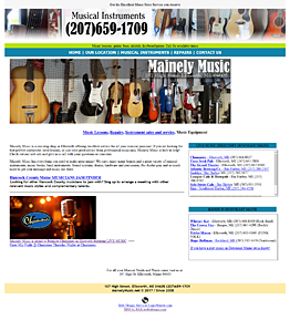 web design for musical instrument repair and sales